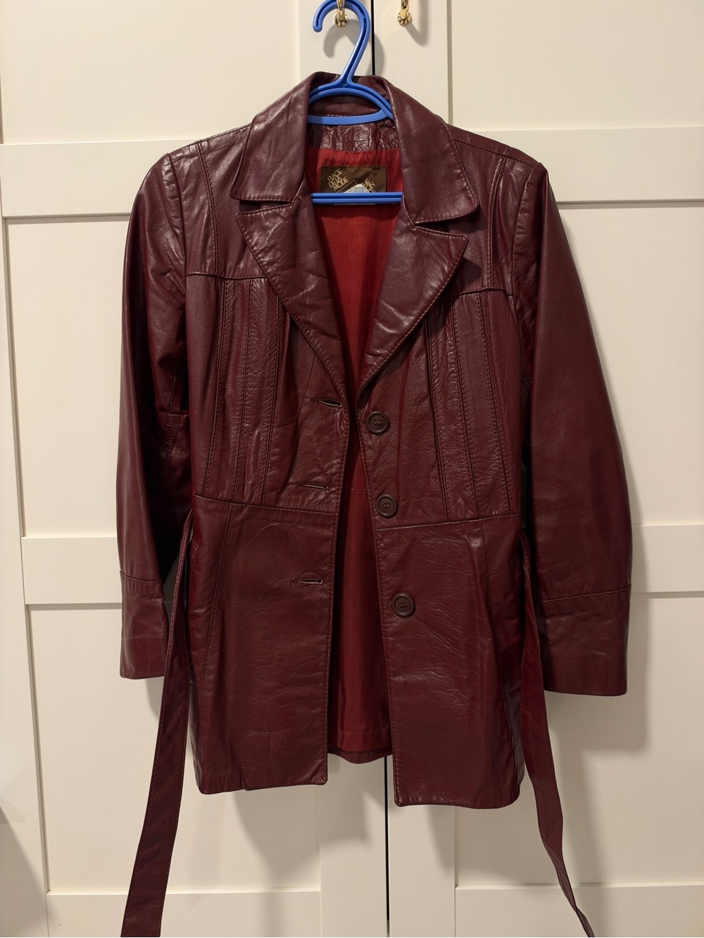 Sears Women's Burgundy Leather Trench Jacket